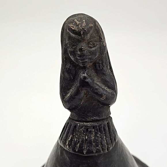 Vintage Barro Negro Mexican Black Pottery Bell Maiden / Girl / Feminine - Picture 3 of 10